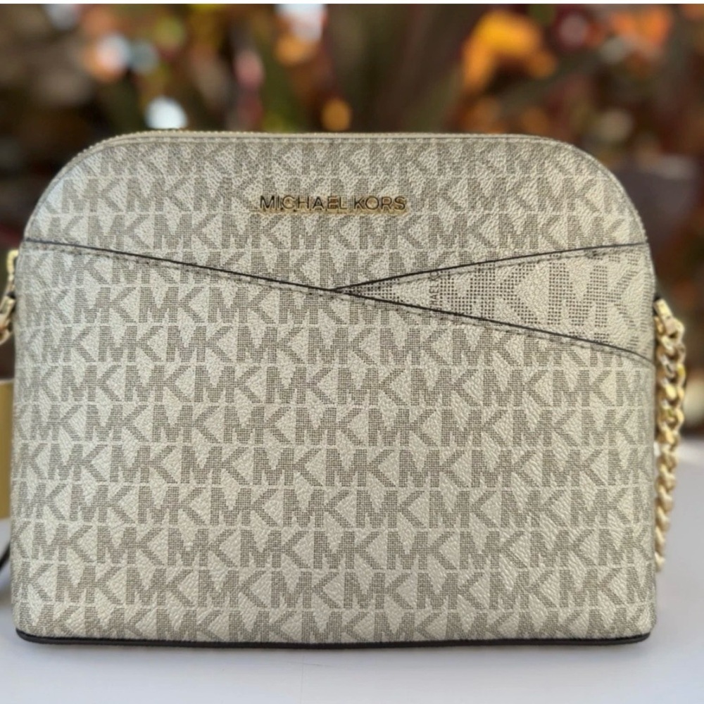 Michael Kors Jet Set Travel Dome Shoulder Crossbody Bag MK Pale Gold - Picture 2 of 10